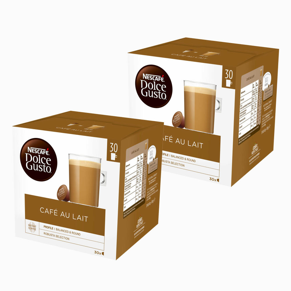 Nescafé Dolce Gusto Café au lait storage box, set of 2, coffee, milk coffee, coffee capsules, 2 x 30 capsules