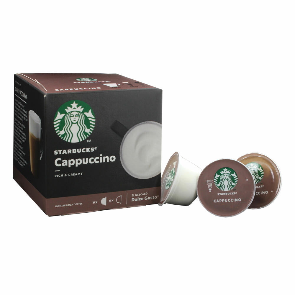 Nescafé Dolce Gusto Starbucks Cappuccino, 6er Set, Kaffeegetränk, Kaffee, Cremig, Kaffeekapsel, Röstkaffee, 6 x 12 Kapseln