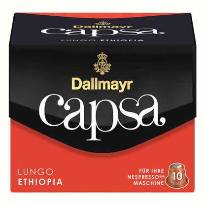 Dallmayr Capsa Lungo Ethiopia, Nespresso Kompatibel Kapsel, Kaffeekapsel, Röstkaffee, Kaffee, 10 Kapseln, 56 g