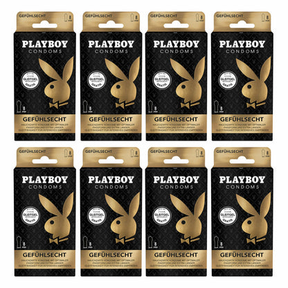 Playboy Condoms Condoms Real Feel, Contraceptive, Intensive, with Free Lubricant, 56 mm, 8 x 8 Pieces