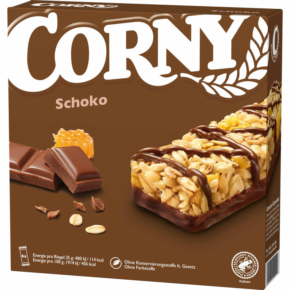 Corny Schoko, Müsliriegel, Schokoriegel, Schoko Riegel, 6 x 25 g