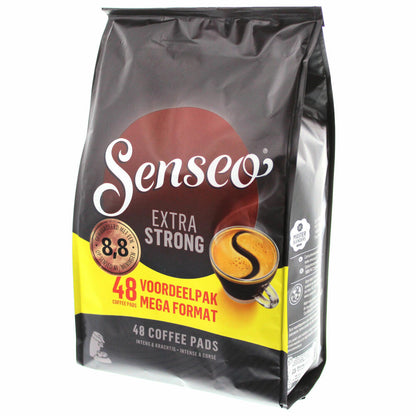 Senseo Kaffeepads Extra Strong / Extra Kräftig, Intensiver und Vollmundiger Geschmack, Kaffee für Kaffepadmaschinen, 144 Pads, mit Paddose