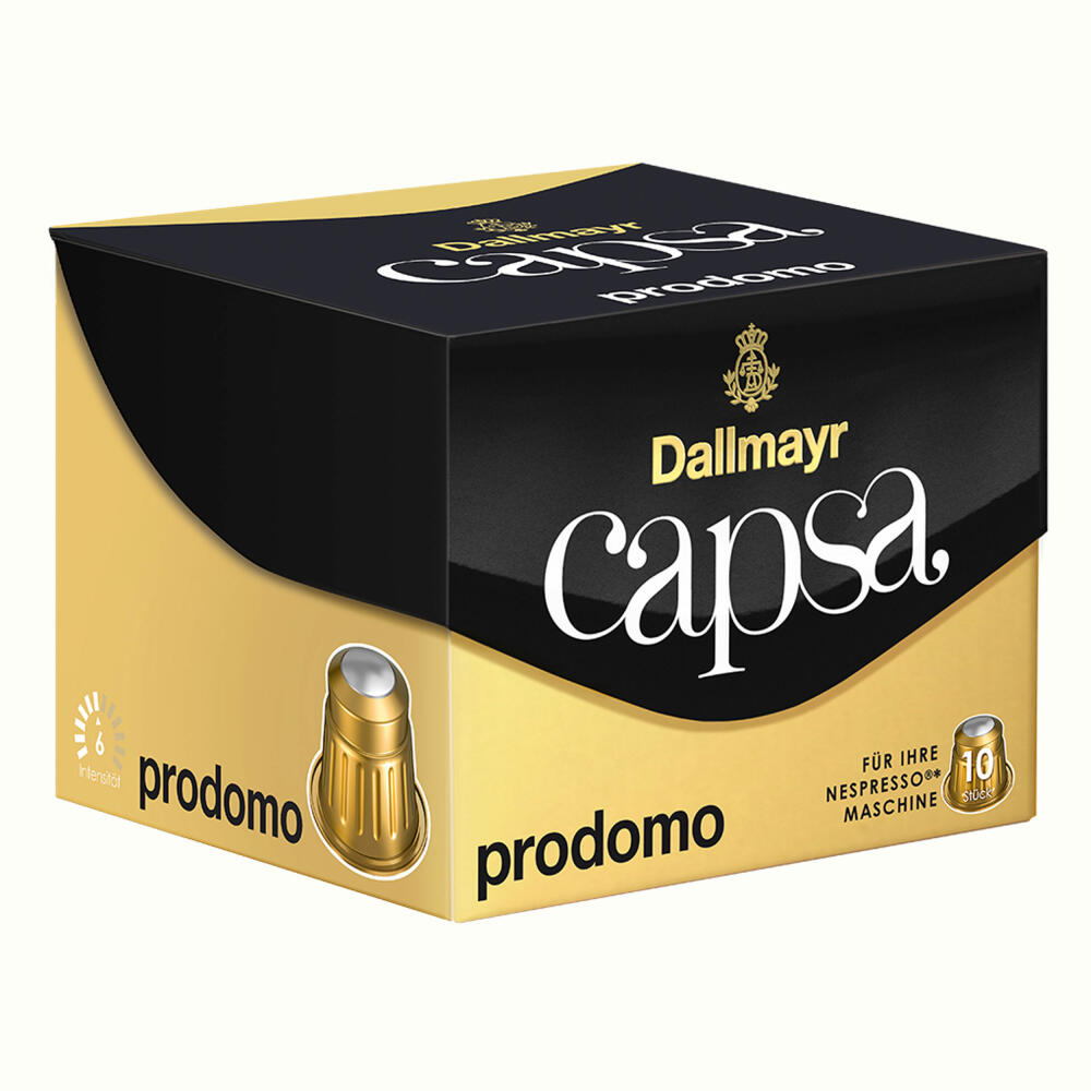 Dallmayr Capsa Prodomo, Nespresso Kompatibel Kapsel, Kaffeekapsel, Arabica Röstkaffee, Kaffee, 10 Kapseln, 56 g