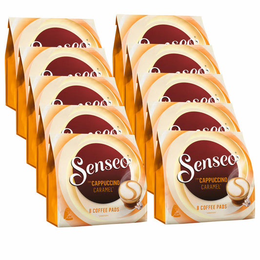 Senseo Kaffeepads Cappuccino Caramel / Karamell, Kaffee mit Karamellgeschmack, 10 x 8 Pads