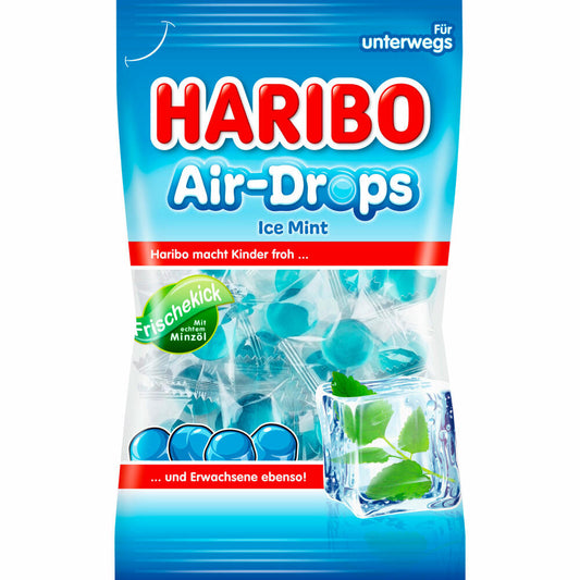 Haribo Air-Drops Ice Mint, Gummibonbon, Fruchtgummi, im Beutel, Tüte, 100 g