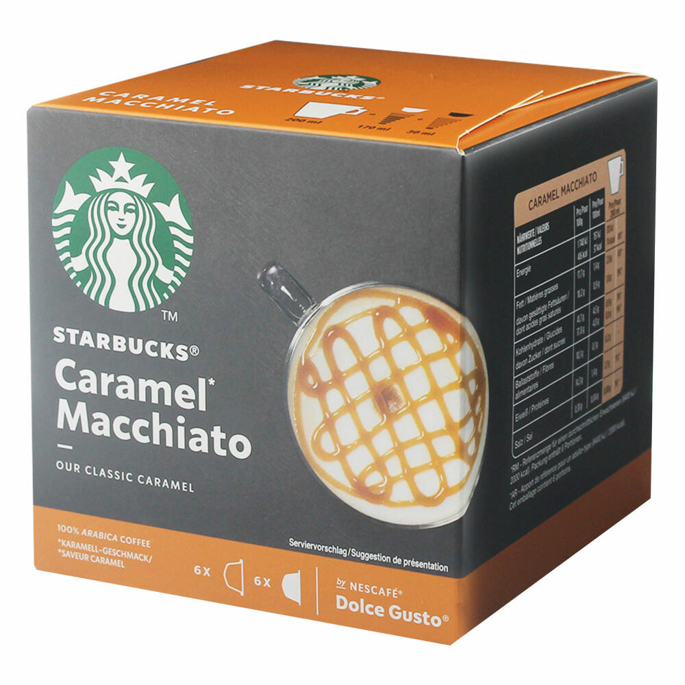 Nescafé Dolce Gusto Starbucks Caramel Macchiato Set of 2, Latte Macchiato with Caramel, Coffee Capsule, Roasted Coffee, 2 x 12 Capsules