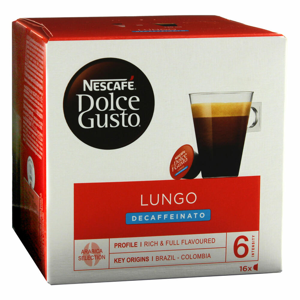 Nescafé Dolce Gusto Caffè Lungo Decaffeinato, Coffee, Coffee Capsule, Pack of 5, 5 x 16 Capsules