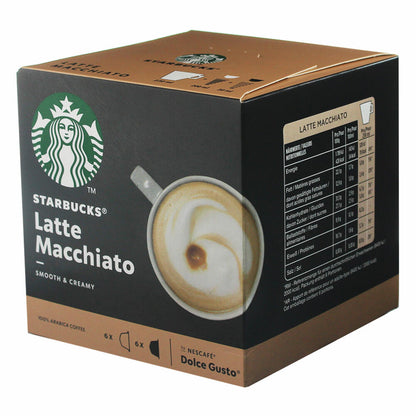 Nescafé Dolce Gusto Starbucks Latte Macchiato Set of 6, Coffee, Milk Coffee, Coffee Capsules, 6 x 12 Capsules