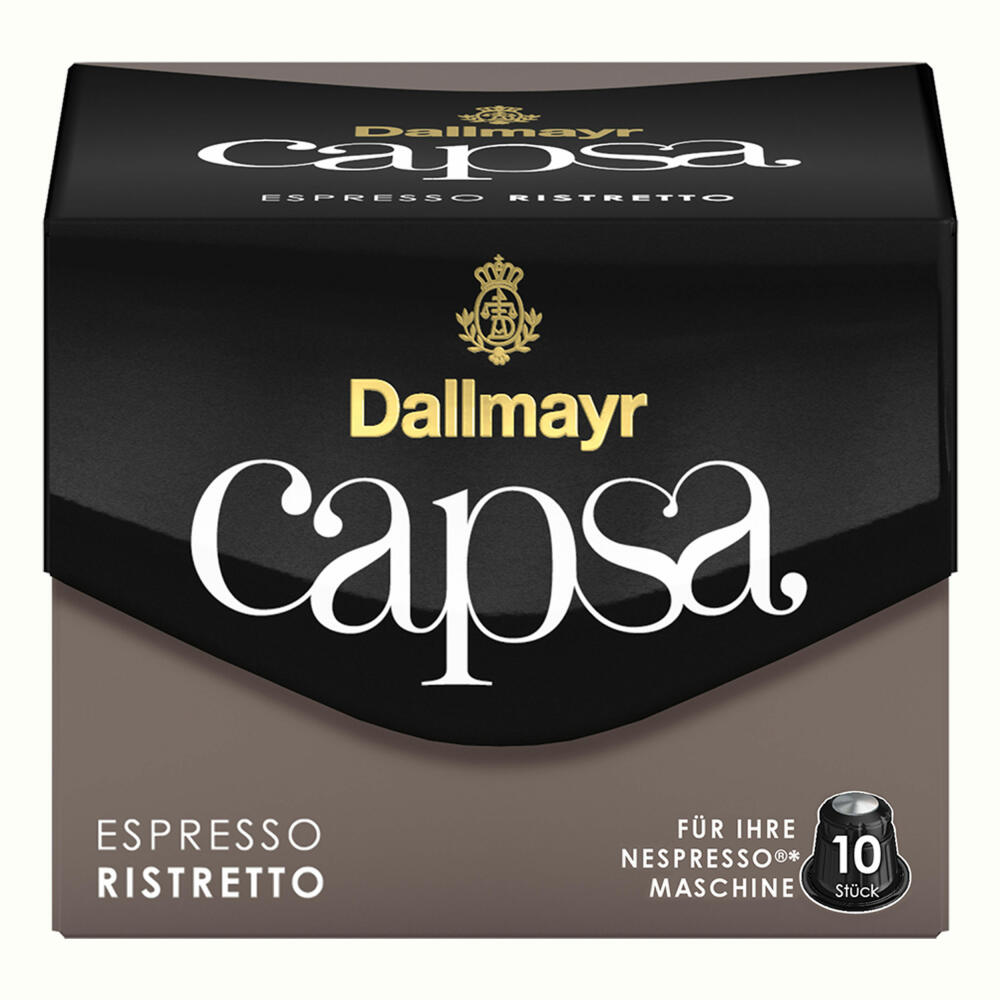 Dallmayr Capsa Espresso Ristretto, Nespresso Kompatibel Kapsel, Kaffeekapsel, Espressokapsel, Röstkaffee, Kaffee, 100 Kapseln