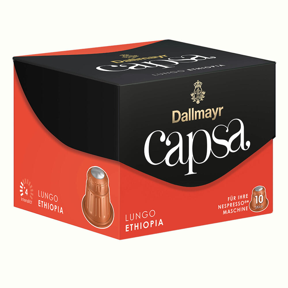 Dallmayr Capsa Lungo Ethiopia, Nespresso Kompatibel Kapsel, Kaffeekapsel, Röstkaffee, Kaffee, 50 Kapseln