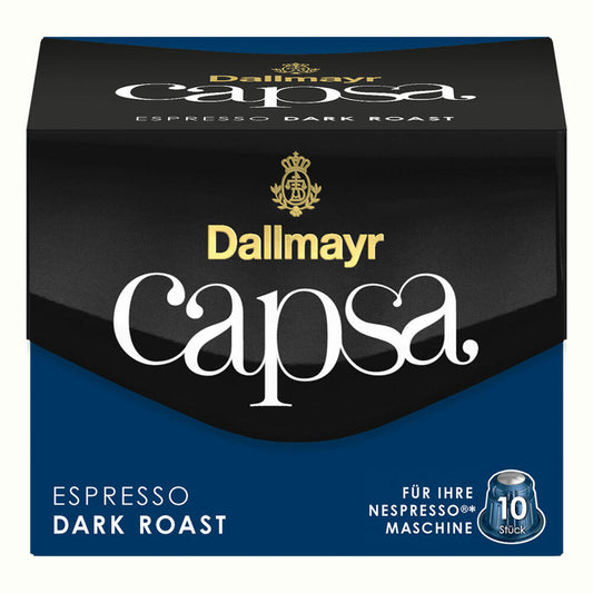 Dallmayr Capsa Espresso Dark Roast, Nespresso Kompatibel Kapsel, Kaffeekapsel, Espressokapsel, Röstkaffee, Kaffee, 50 Kapseln