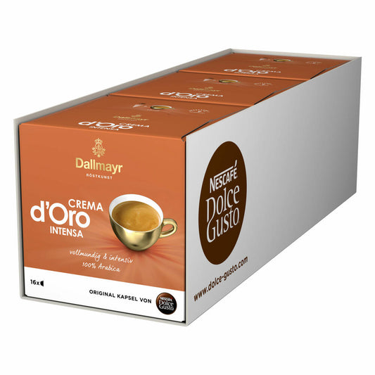 Nescafé Dolce Gusto 3er Set Dallmayr Crema dOro Intensa, Kaffeekapsel, Kaffee, 48 Kapseln