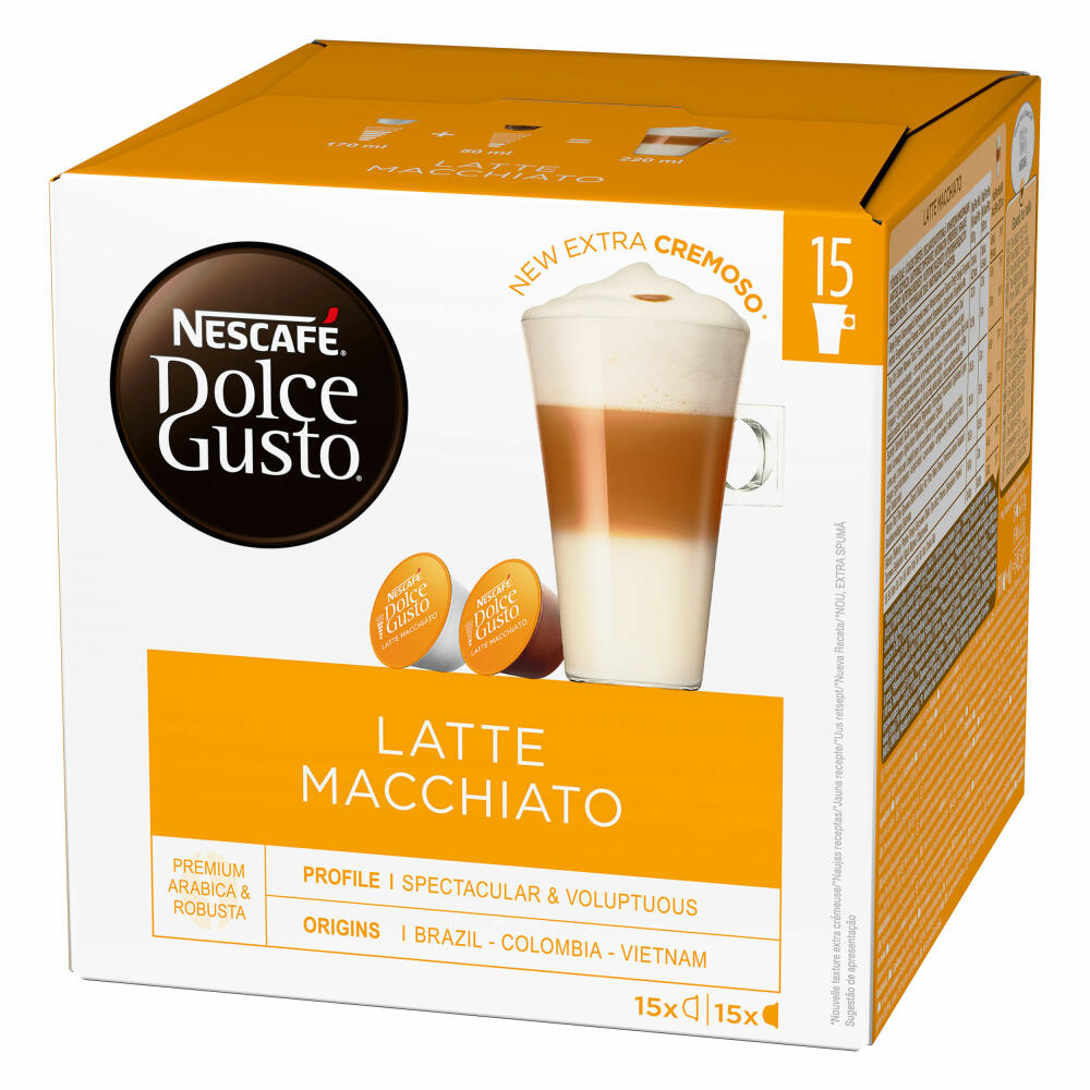 Nescafé Dolce Gusto Latte Macchiato storage box set of 3, coffee, coffee capsules, 3 x 30 capsules / 15 servings