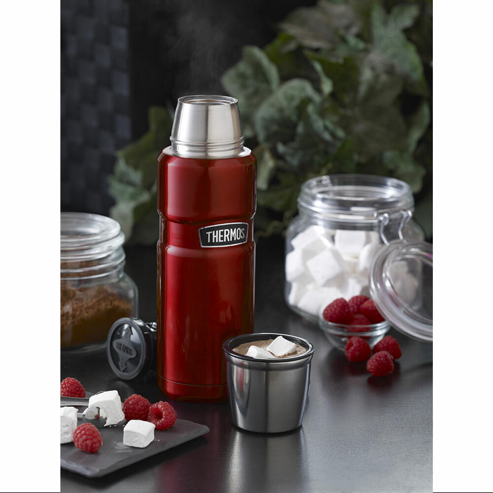 Thermos insulated bottle Stainless King, insulated coffee bottle, thermos bottle, matt stainless steel, cranberry, 470 ml, 4003248047