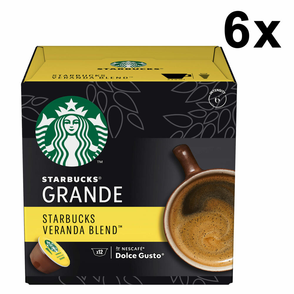 Nescafé Dolce Gusto Starbucks Veranda Blend Grande 6er Set, Kaffee, Kaffeekapseln, Röstkaffee, 6 x 12 Kapseln