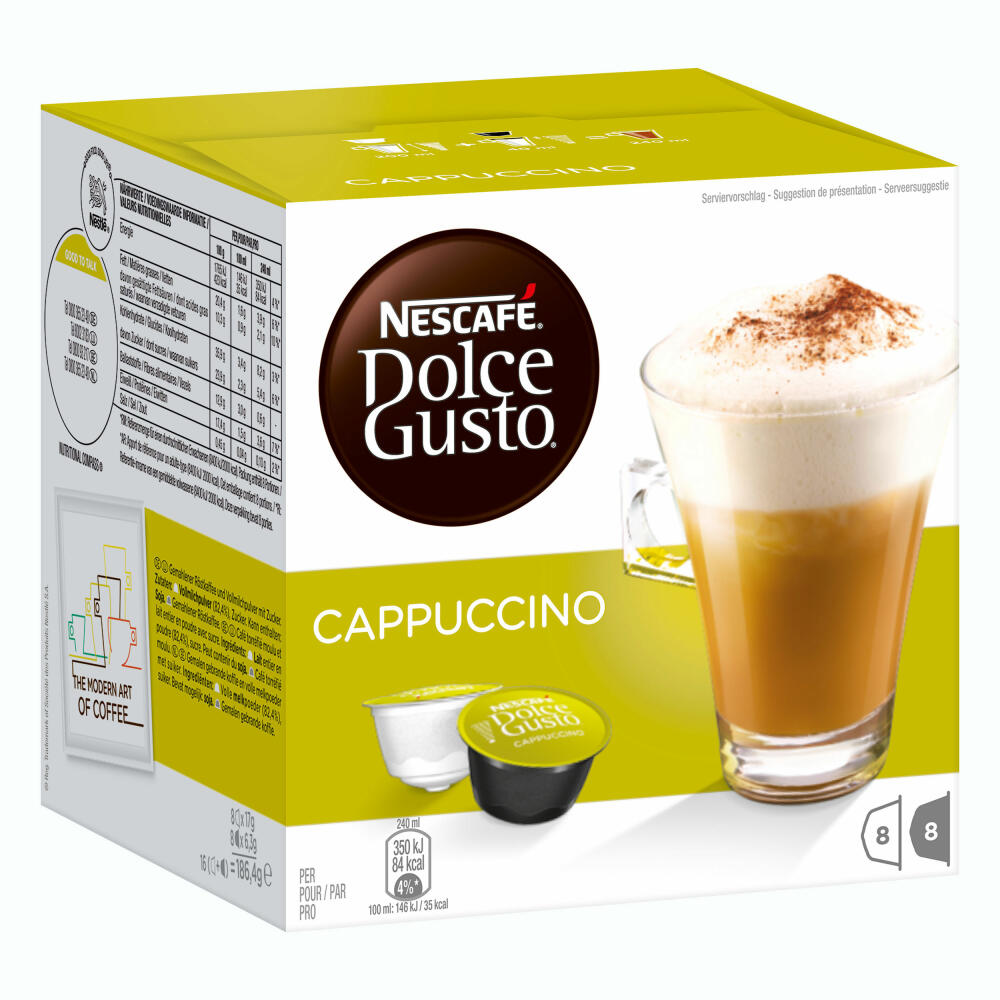 Nescafé Dolce Gusto Cappuccino, Coffee, Coffee Capsule, Pack of 6, 6 x 16 Capsules (48 Servings)