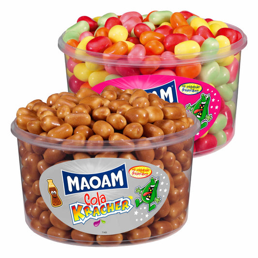 Haribo Maoam 2er Set, Cola / Frucht, Kracher Kombination, Dragees, Kaubonbon,