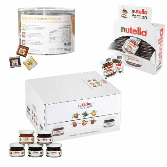 Bed & Breakfast Bundle Schokotraum - Frühstücksportionen Konfitüre + Nutella + Schokotafeln, Vorteils-Set