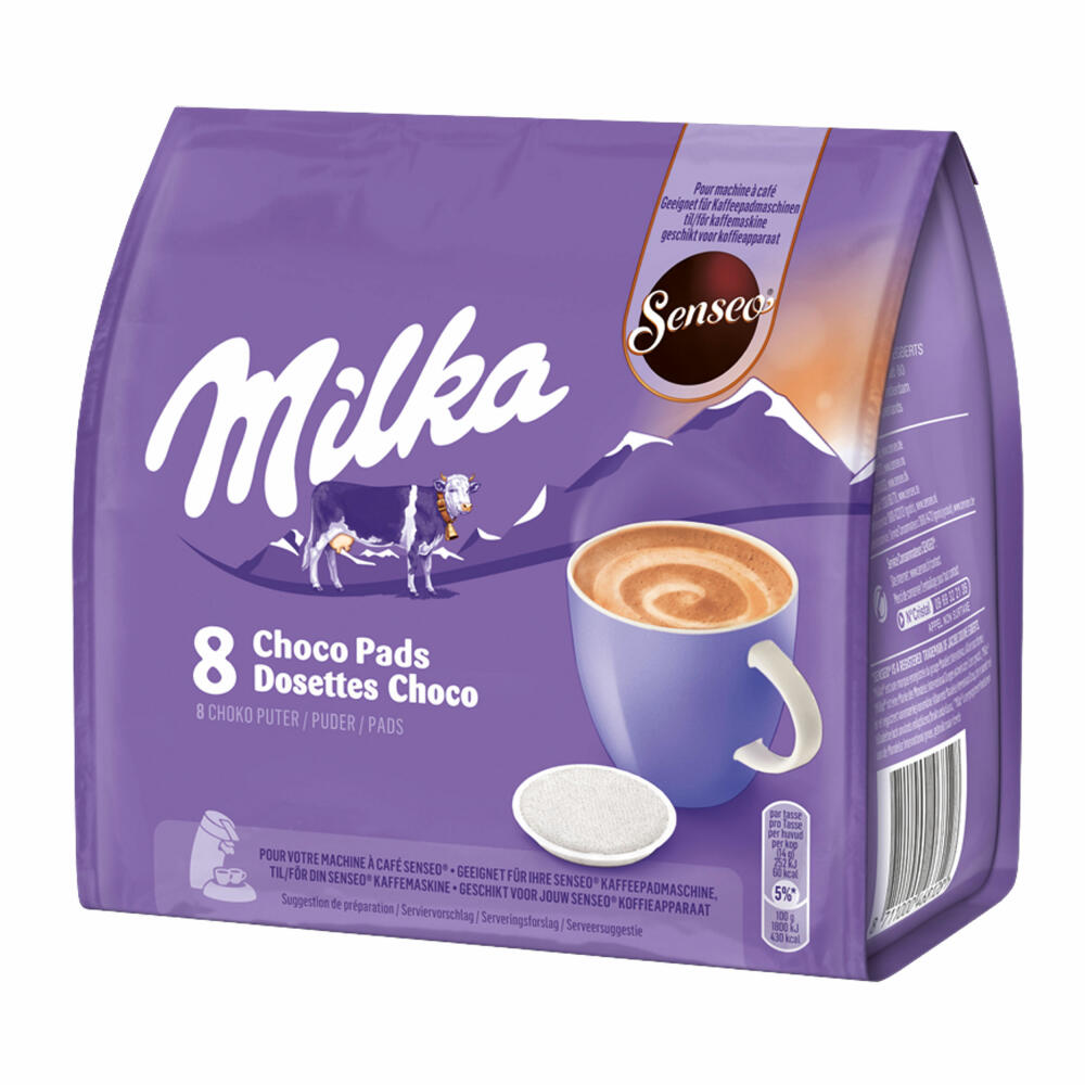 Senseo Milka Choco Pads, Schokoladengetränk, Kakaogetränk, Kaffeepads, 8 Pads für 8 Portionen, 112 g