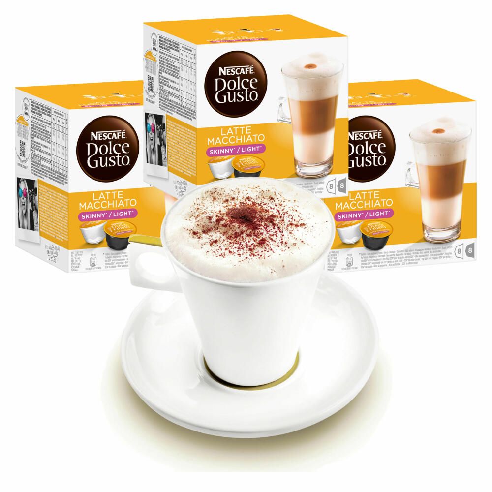 Nescafé DOLCE GUSTO Tassen Geschenkset, 3 Packungen mit Becher Latte Macchiato Light, weniger Kalorien, Kaffee, Kaffeekapsel, Kapseln