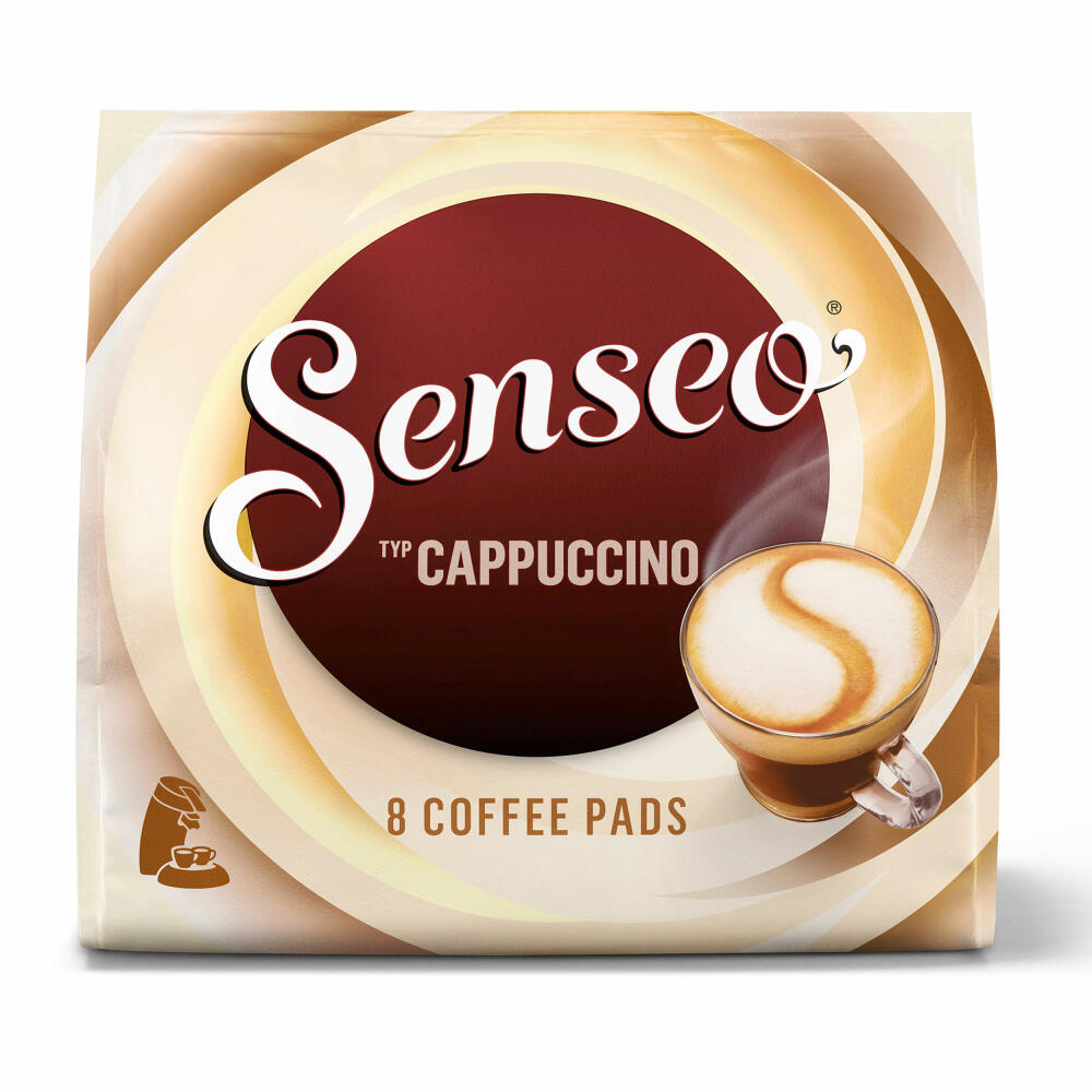 Senseo coffee pads cappuccino, milk foam classic, coffee, new recipe, pack of 4, 4 x 8 pads