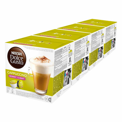 Nescafé Dolce Gusto Cappuccino light, fewer calories, coffee, coffee capsule, pack of 4, 4 x 16 capsules (32 servings)