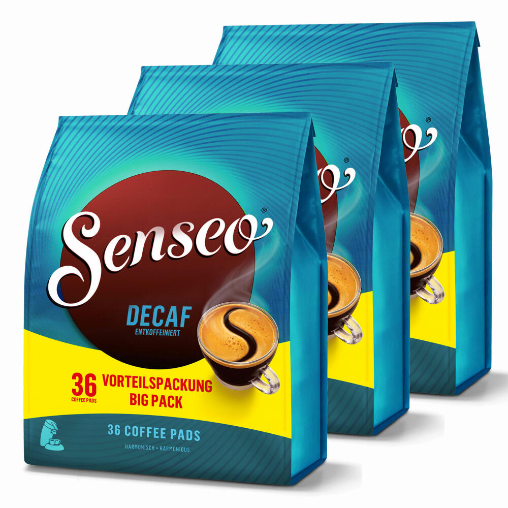 Senseo Coffee Pads Decaffeinated / Decaf, Rich Aroma, Intense &amp; Balanced, Coffee for Coffee Pad Machines, 108 Pads