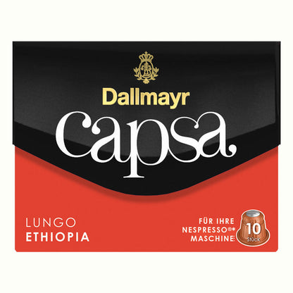 Dallmayr Capsa Lungo Ethiopia, Nespresso Compatible Capsule, Coffee Capsule, Roasted Coffee, Coffee, 100 Capsules