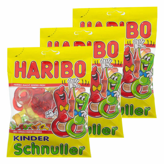 Haribo Kinder Schnuller, 3er Pack, Gummibärchen, Weingummi, Fruchtgummi, Im Beutel, Tüte