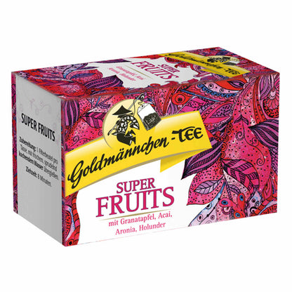 Goldmännchen Super Fruits Tea with Pomegranate, Acai, Aronia and Elderberry, Fruit Tea, 20 filter bags of 2.25 g each