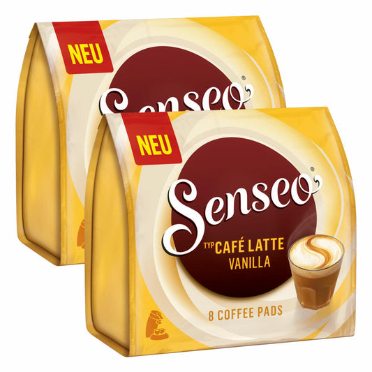 Senseo coffee pads Café Latte Vanilla, vanilla milk coffee, milk coffee pad, 16 pads