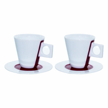 Nescafé Dolce Gusto Espresso Tasse, 2er Set / 4-tlg., Porzellan, Weiß mit Pink, Kaffeetasse, 50 ml