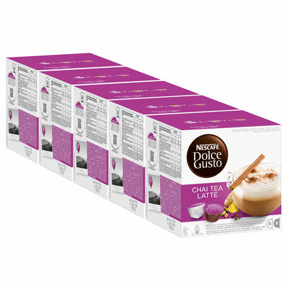 Nescafé Dolce Gusto Chai Tea Latte, tea, tea capsule, pack of 5, 5 x 16 capsules (40 servings)