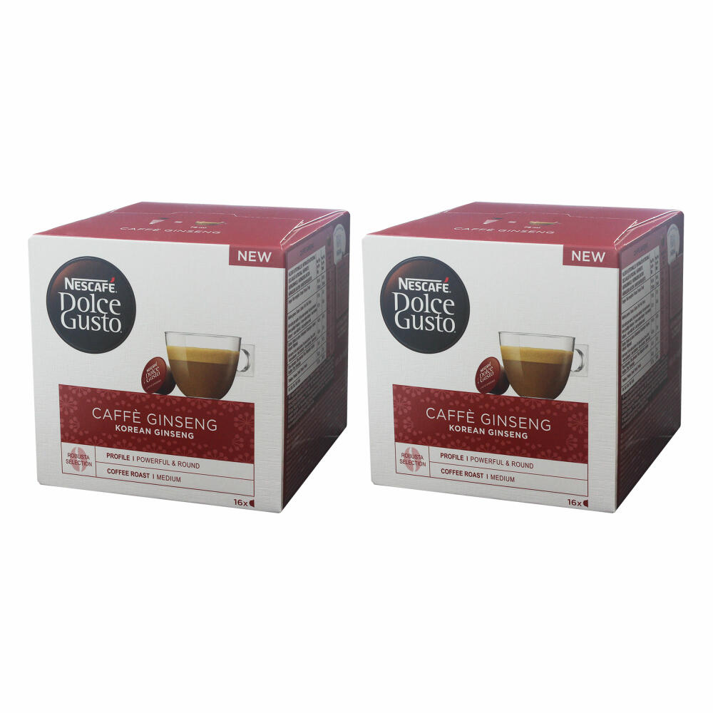 Nescafé Dolce Gusto Caffé Ginseng 2er Set, Korean Ginseng, Kaffeekapsel, Kaffee, 32 Kapseln