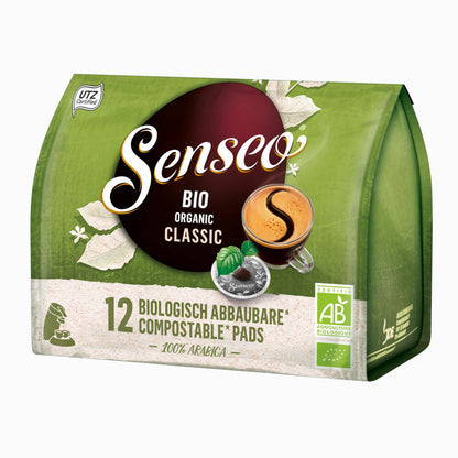 Senseo Kaffeepads Bio Organic Classic, 10er Pack, Kaffeepad, Kaffee Pad, Biologisch abbaubar, 120 Pads