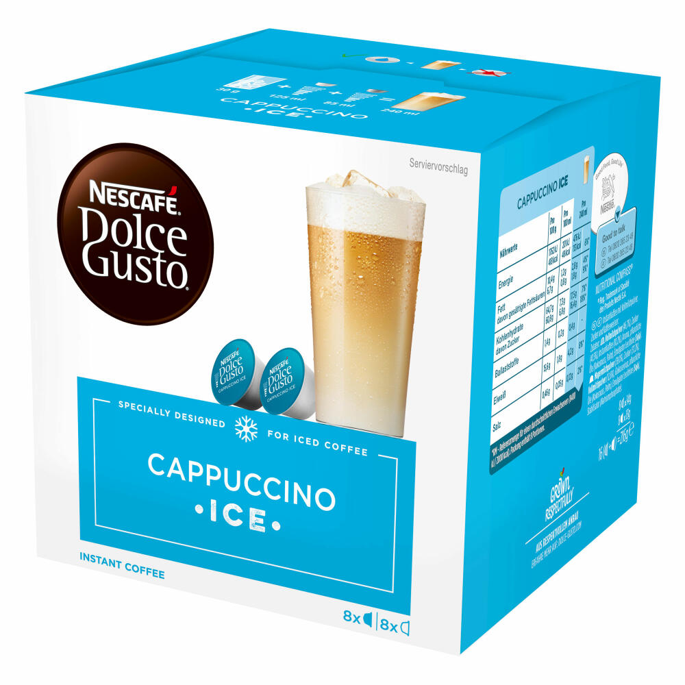 Nescafé Dolce Gusto Cappuccino Ice, Kaffee, Kaffeekapsel, 3er Pack, 3 x 16 Kapseln (24 Portionen)