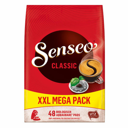 Senseo Kaffeepads Classic / Klassisch, 3er Pack, Intensiver und Vollmundiger Geschmack, Kaffee, 144 Pads , mit Tasse