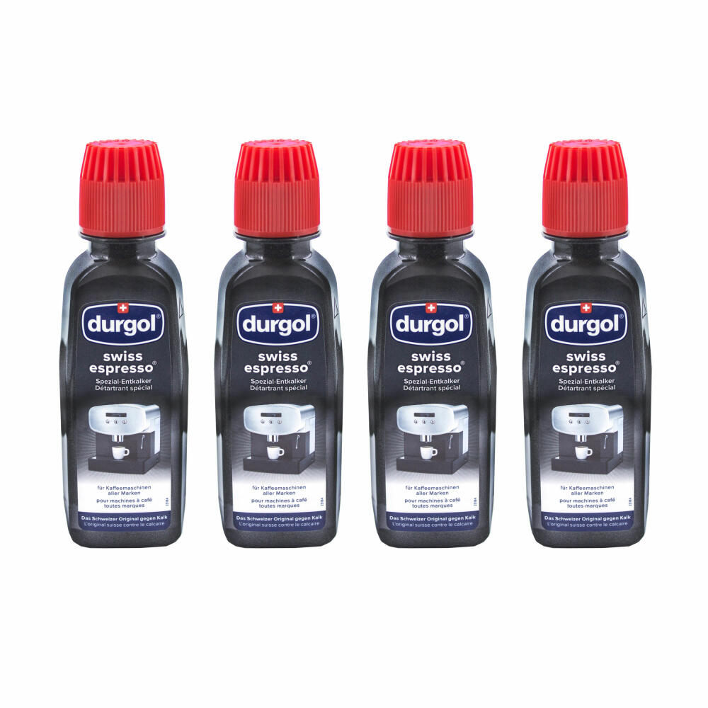 Durgol Swiss Espresso Spezial-Entkalker, Spezialentkalker, 2 Packungen, 4 x 125ml