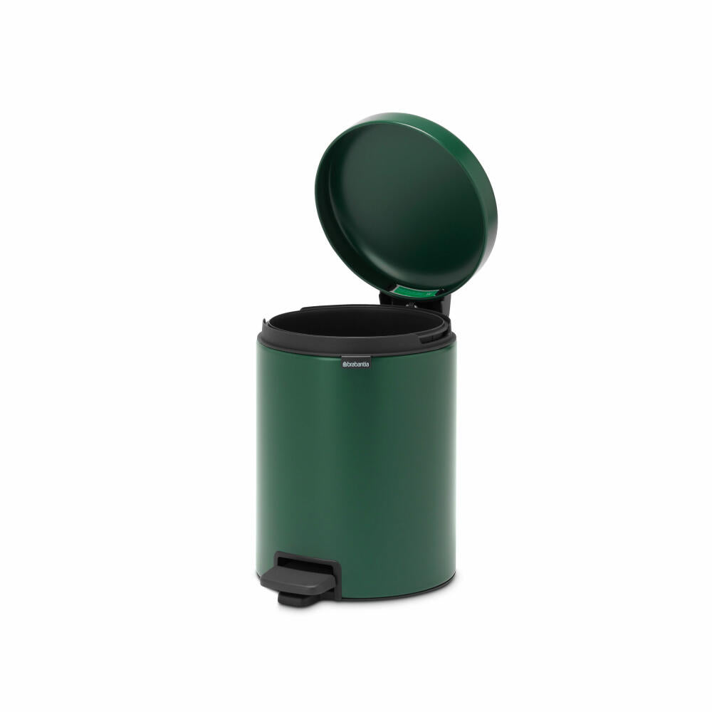 Brabantia Treteimer NewIcon, Abfalleimer, Mülleimer, Stahl, Pine Green, 5 L, 304026