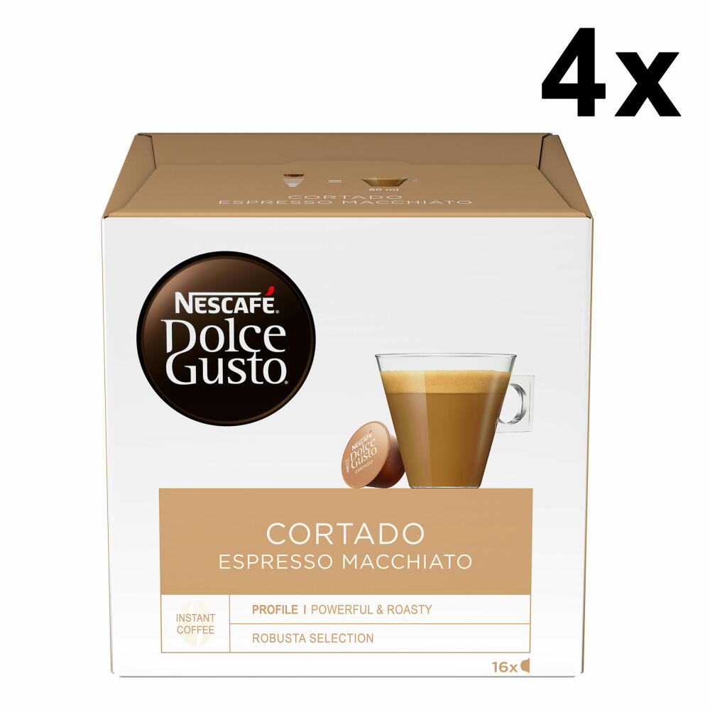 Nescafé Dolce Gusto Cortado Espresso Macchiato, Kaffee, Kaffeekapsel, 4er Pack, 4 x 16 Kapseln