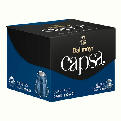 Dallmayr Capsa Espresso Dark Roast, Nespresso Kompatibel Kapsel, Kaffeekapsel, Espressokapsel, Röstkaffee, Kaffee, 10 Kapseln, 56 g