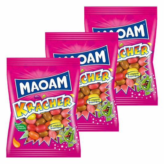 Haribo Maoam Frucht Kracher, 3er Set, Dragees, Kaubonbon, Im Beutel, Tüte, 600 g