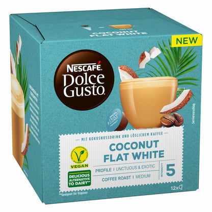 Nescafé Dolce Gusto Coconut Flat White, coconut drink with coffee, milk coffee, 12 capsules / servings