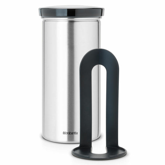 Brabantia coffee pod container, storage container for 18 coffee pods, container in matt stainless steel, fingerprint proof with grey black lid, 476228