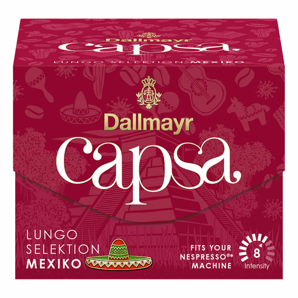 Dallmayr Capsa Lungo Selection Mexico Set of 10, Nespresso Compatible, Coffee Capsule, Roasted Coffee, Coffee, 10x10 Capsules