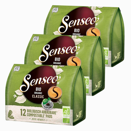 Senseo Coffee Pads Bio Organic Classic, Pack of 3, Coffee Pad, Coffee Pad, Biodegradable, 36 Pads