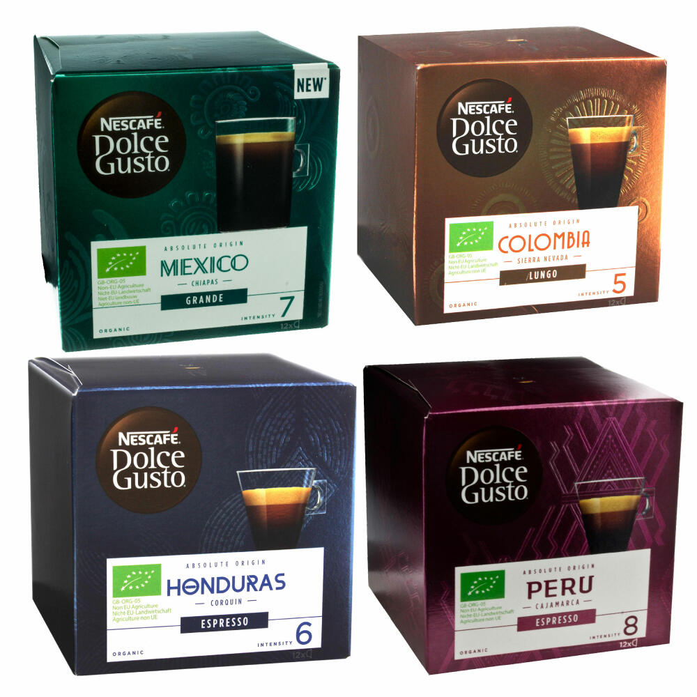 Nescafé Dolce Gusto Absolute Origin Latin Sets, Mexico, Columbia, Honduras, Peru Espresso, Coffee Capsule, Coffee Capsule, Roasted Coffee, Organic, 48 Capsules