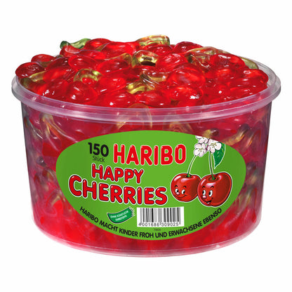 Haribo Happy Cherries, 3-pack, gummy bears, wine gums, fruit gums, tin