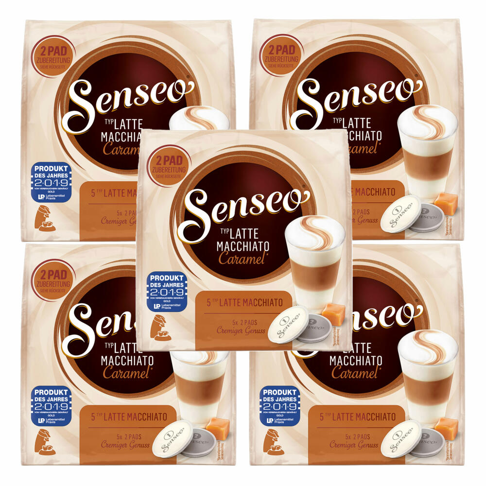 Senseo coffee pads Latte Macchiato Caramel, caramel flavor, cappuccino, coffee pad, relaunch, new design, 50 pads for 25 servings