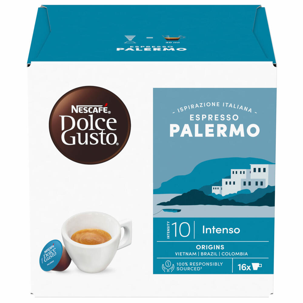 Nescafé Dolce Gusto Espresso Palermo, roasted coffee, coffee capsules, 16 capsules